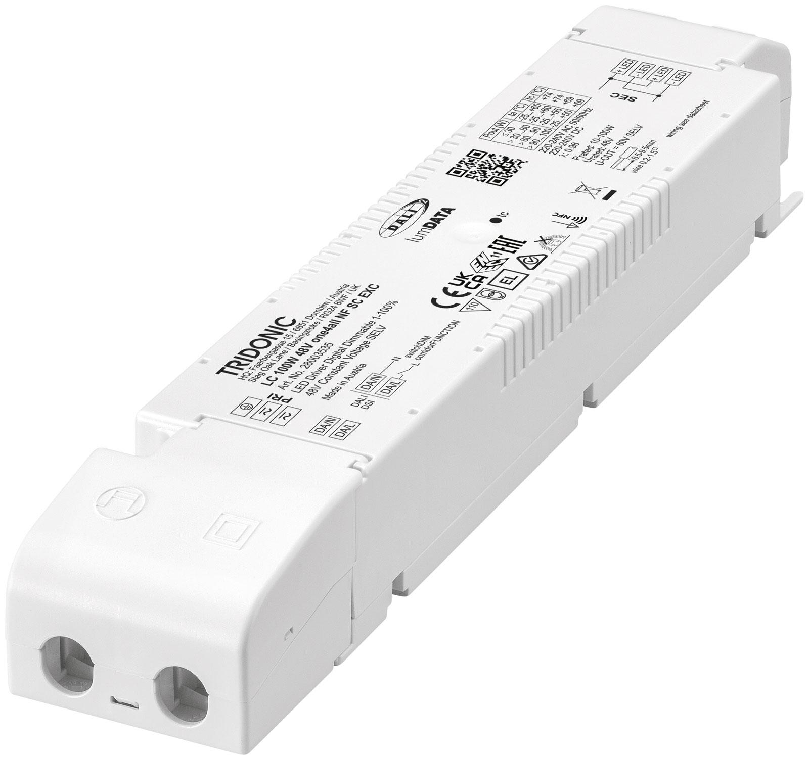 100W LED maitinimo šaltinis TRIDONIC LC ONE4ALL NF SC EXC SP, 48V, DALI/PUSH