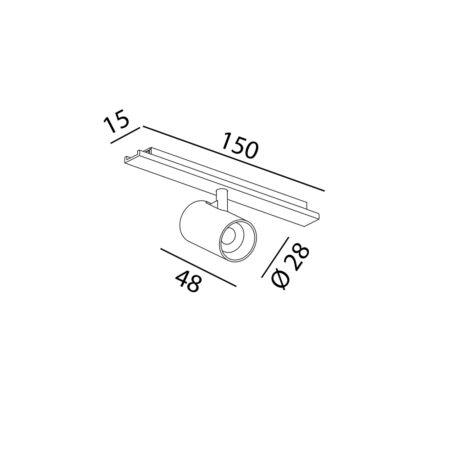 3,5W LED šviestuvas TUB XS A į magnetinę sistemą MINI_LINE 42, baltas, 3000K, dimeriuojamas