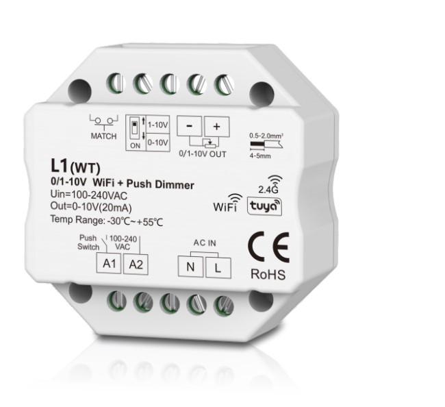 0/1-10V WiFi + RF + PUSH valdiklis, veikia per WIFI ir TUYA