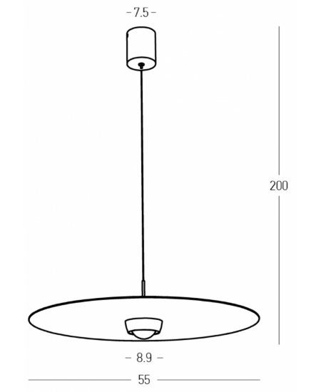 21W LED pakabinamas šviestuvas, juodas, 3000K, dimeriuojamas, 55cm, 2587