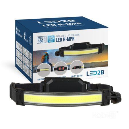 2W LED įkraunamas žibintuvėlis ant galvos H-MPR LED2B, juodas, 6000K/raudona šviesos sp.