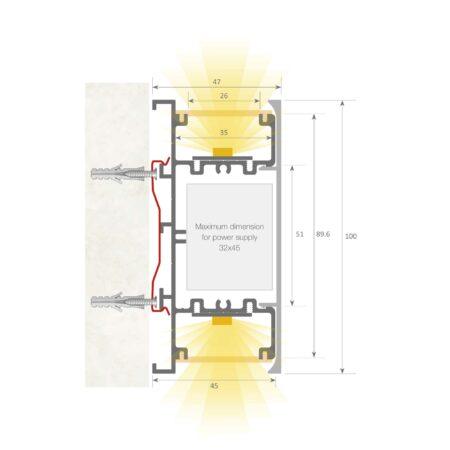 LED profilio NEW WASHINGTON dangtelis, matinis, 6m