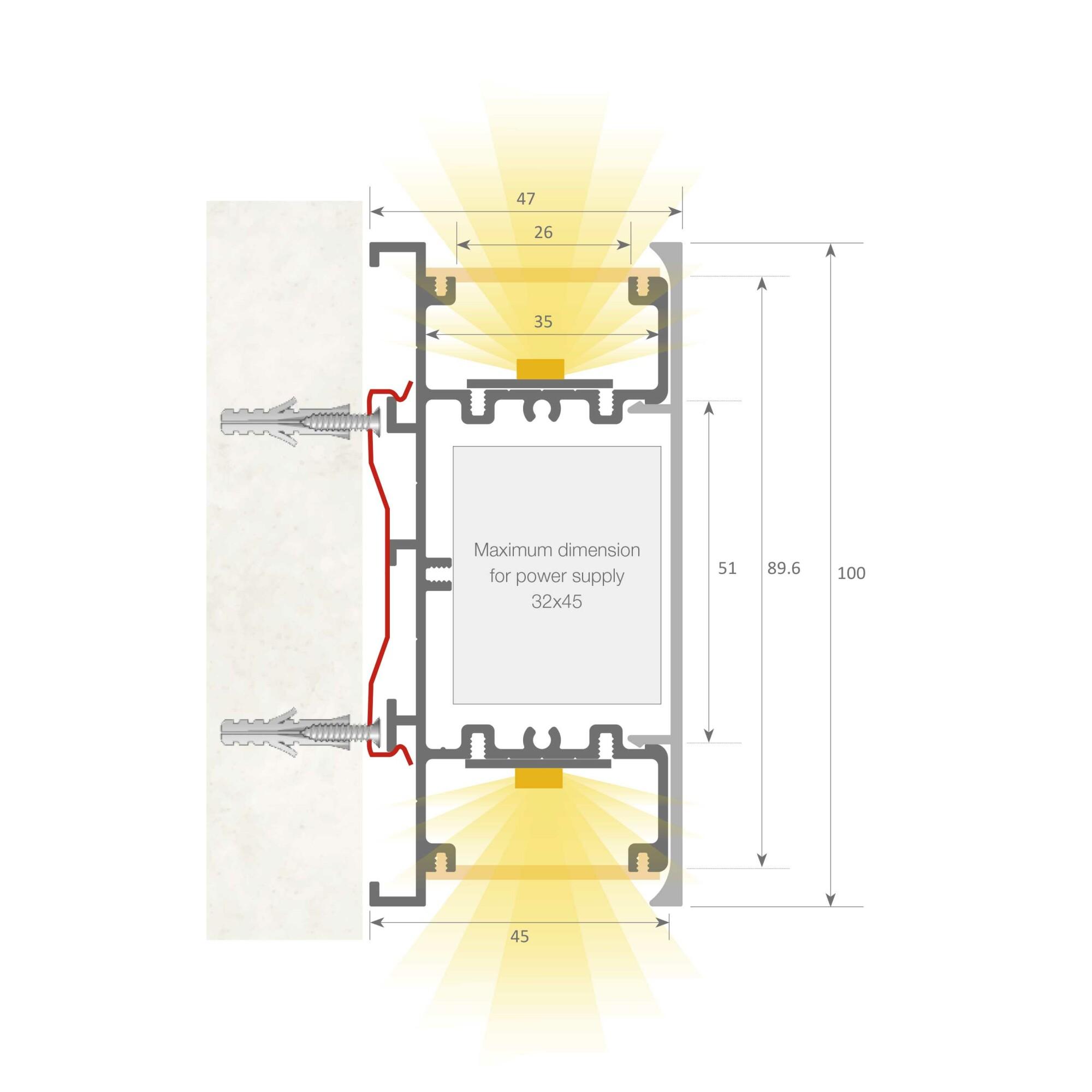 LED profilio NEW WASHINGTON dangtelis, matinis, 6m