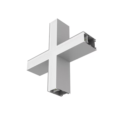 13,6W LED linijinio šviestuvo OFFICE LINEAR X formos sujungimas, pilkas, 3000/4000K, mikroprizmatinis dangtelis