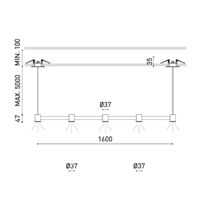 10,5W LED pakabinamas šviestuvas ART MODULAR 5, šlifuoto aukso sp., 3000K, 160cm