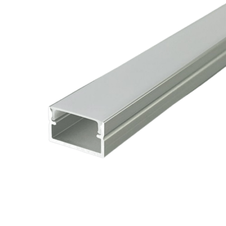 LED paviršinis profilis su dangteliu, sidabro sp., 2000x17x10mm