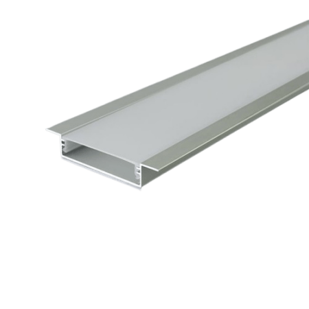 LED įleidžiamas profilis su dangteliu, sidabro sp., 2000x55x10mm