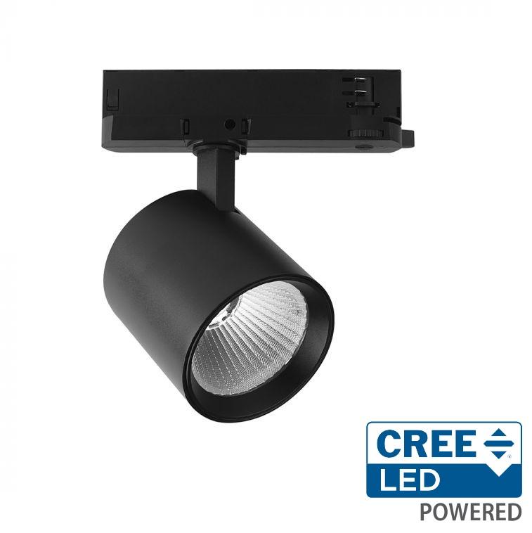 30W LED šviestuvas į 3 fazių bėgelius, juodas, 3000K, CREE LED chip