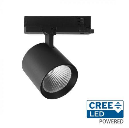 36W LED šviestuvas į 3 fazių bėgelius, juodas, 3000K, CREE LED chip