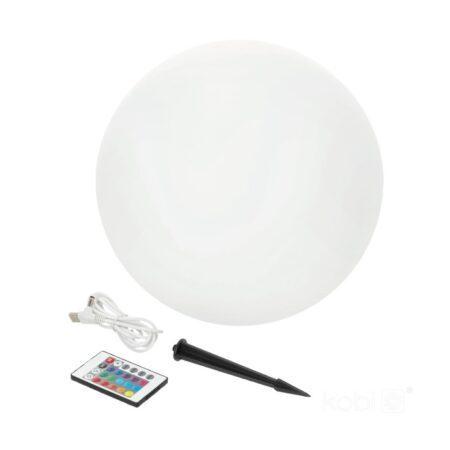 5W LED įsmeigiamas šviestuvas su saulės baterija GARDEN BALL, baltas, 3000K/RGB