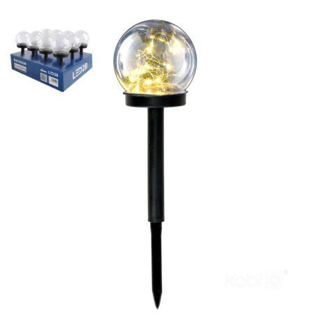 0,12W LED įsmeigiamas šviestuvas su saulės baterija GLEAM, juodos sp./skaidrus gaubtas, 3000K, IP44