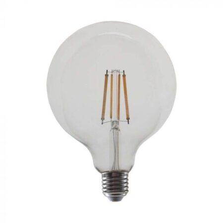 12W LED filamentinė lemputė, E27, G125, skaidri, 4000K