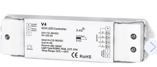 LED juostos valdiklis, 4 kanalų, RGB/RGBW, 4*5A - Image 2
