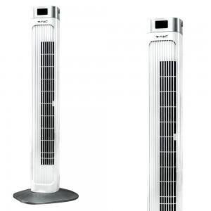 55W ventiliatorius V-TAC su temperatūros ekranu ir nuotolinio valdymo galimybe, baltas, 955mm.