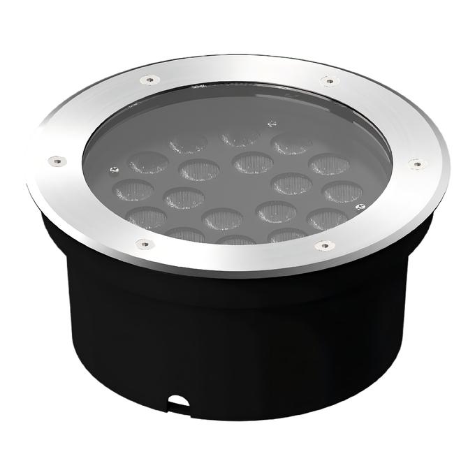 18W LED įleidžiamas į žemę lauko šviestuvas INGROUND ROUND, juodas, 3000K, 45°, IP67