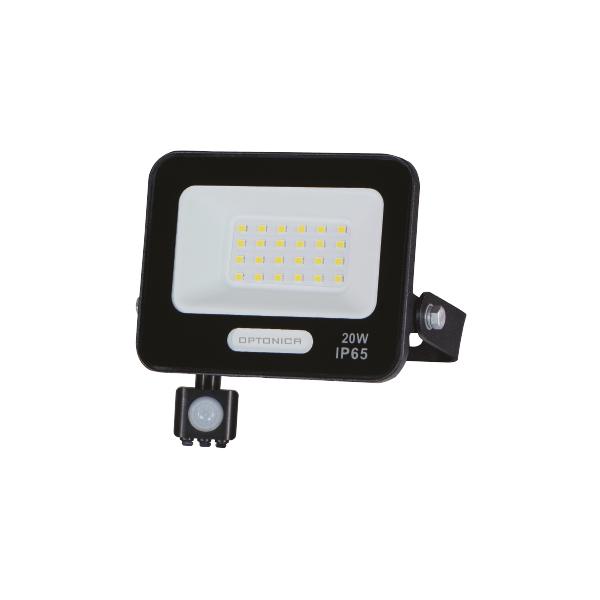 20W LED prožektorius su judesio davikliu, juodas, 3000K