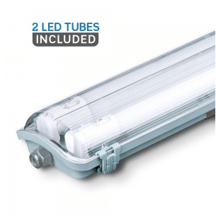 2x18W LED šviestuvas (su lempomis) V-TAC 120cm, atsparus vandeniui, 4000K (natūraliai balta)