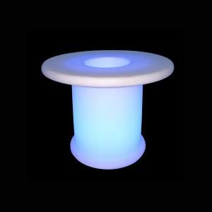 Kavos stalas su RGB LED apšvietimu, baltas, IP54, 72x72x58cm