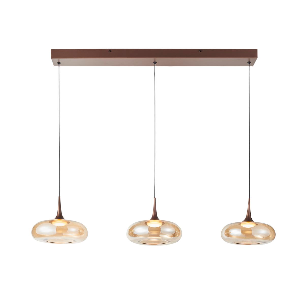21W LED pakabinamas šviestuvas TENELE, vario/gintaro sp., 3000K, dimeriuojamas