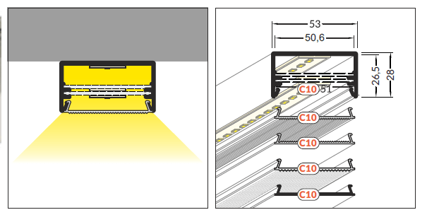 3m LED juostos profilis LOWI, baltas - Image 2