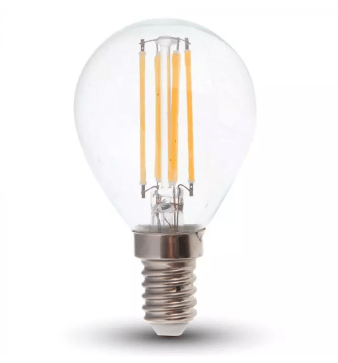 6W LED lemputė V-TAC, E14, P45, 2700K, filamentinė, 100lm/W, skaidriu stiklu - Image 3