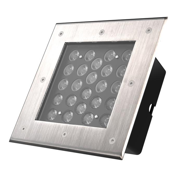 24W LED įleidžiamas į žemę lauko šviestuvas INGROUND SQUARE, juodas, 3000K, 45°, DALI, IP67