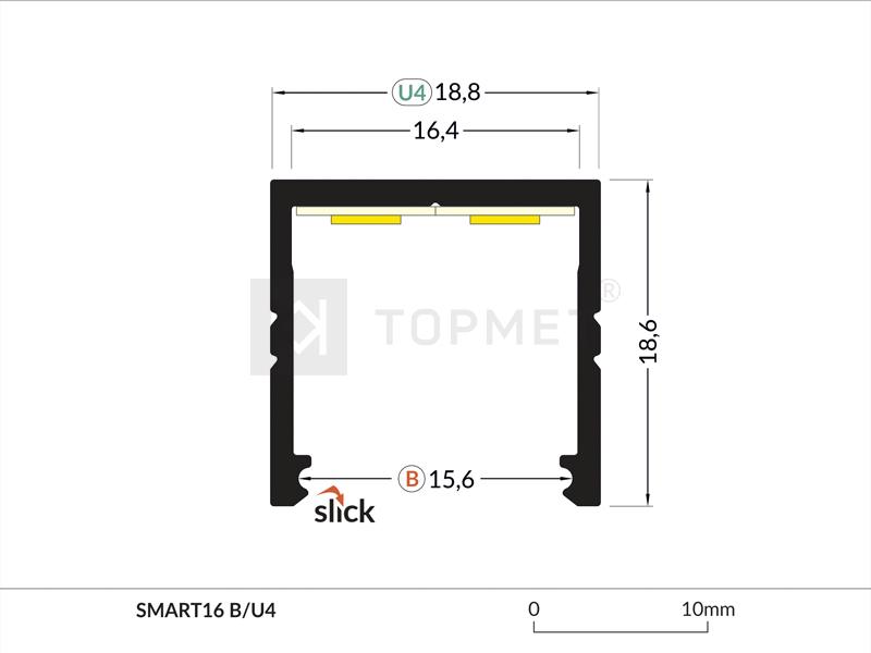 LED juostos profilis SMART16 BC3/U4, anoduotas aliuminis, 2m - Image 2