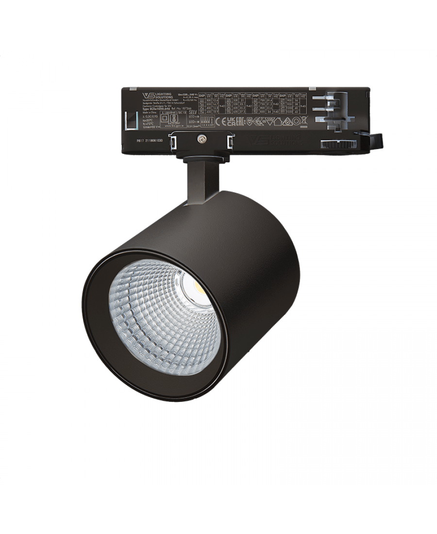 25W LED akcentinis šviestuvas į 3 fazių bėgelius, juodas, 4000K, S199