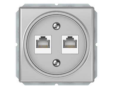 Kompiuterio lizdas VILMA STANDARD ST 150 be rėmelio, 2 vietų (2xRJ45 CAT5E UTP), metalo spalvos