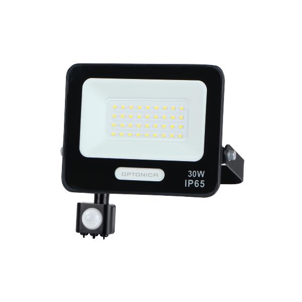 30W LED prožektorius su judesio davikliu, juodas, 4000K