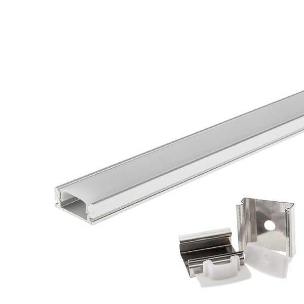 2m LED juostos paviršinis profilis OPTONICA, pilkas, 17.4x7mm, komplektuojamas su dangteliu ir užbaigimais - Image 2