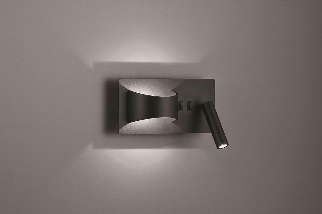 3+5W LED sieninis šviestuvas JAKE, juodas, 3000K, 4243300