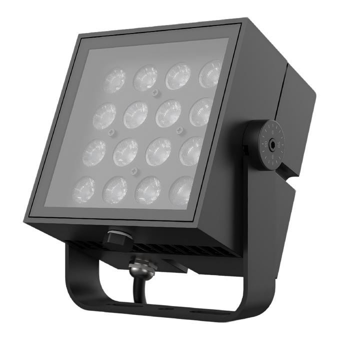 36W LED lauko šviestuvas - prožektorius FLOODLIGHT SQUARE, juodas, 3000K, 30°, IP66