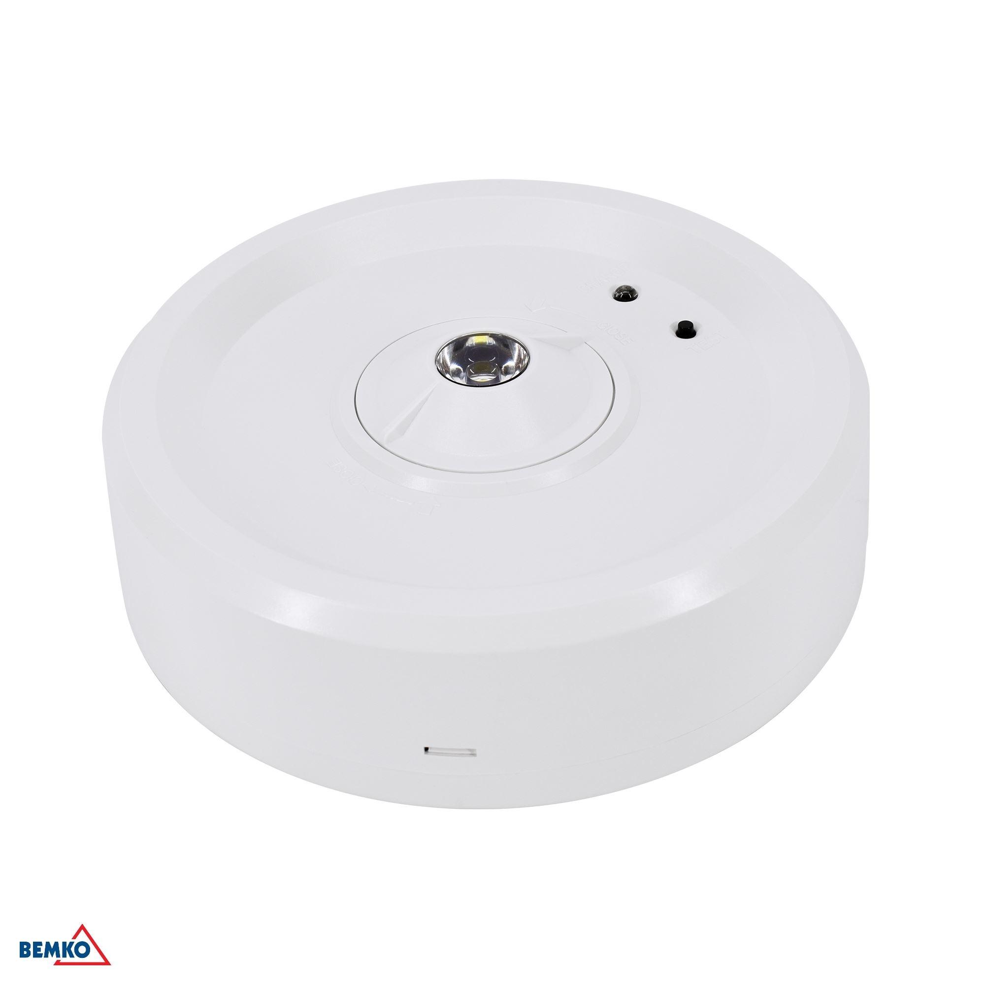 3W LED paviršinis avarinis šviestuvas SKALER, baltas, 6000K, IP40, 1h veikimas autonominiu režimu, 50°