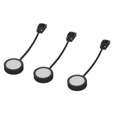 3W LED paviršinis šviestuvas SPOT PUCK, juodas, 3000K, 3vnt. komplekte