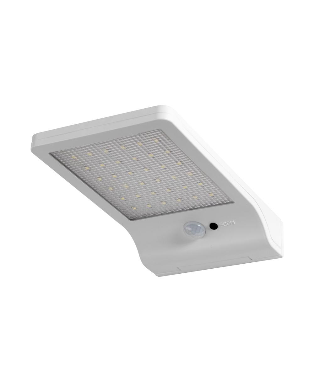 3W LED sieninis lauko šviestuvas DOOR, baltas, 4000K, su saulės baterija ir judesio davikliu, IP44