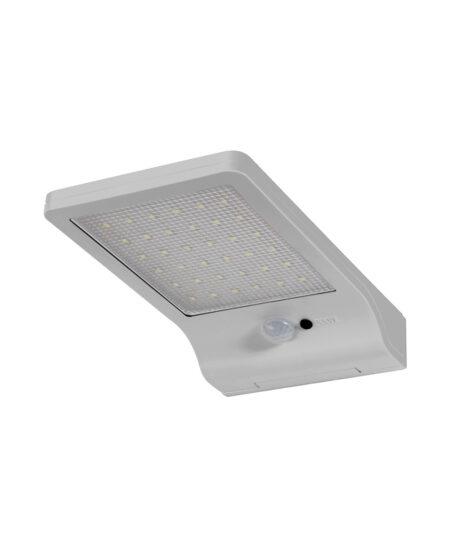 3W LED sieninis lauko šviestuvas DOOR, sidabro sp., 4000K, su saulės baterija ir judesio davikliu, IP44
