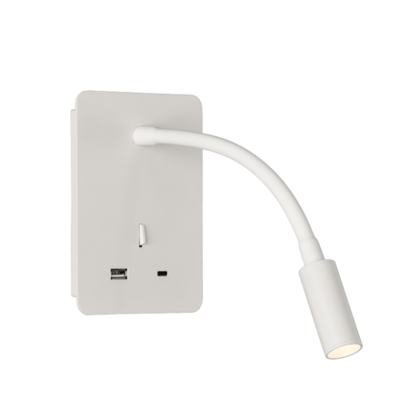 3W LED sieninis šviestuvas SENDA, baltas, 3000K, su USB, A3835001B