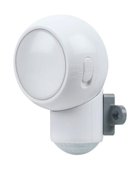 0,3W LED sieninis šviestuvas SPYLUX, baltas, 3000K, su baterija ir judesio davikliu, IP43