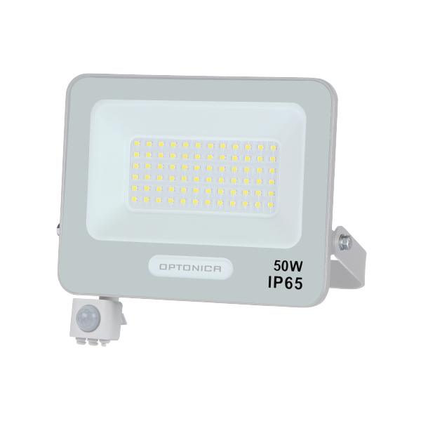 50W LED prožektorius su judesio davikliu, baltas, 4000K