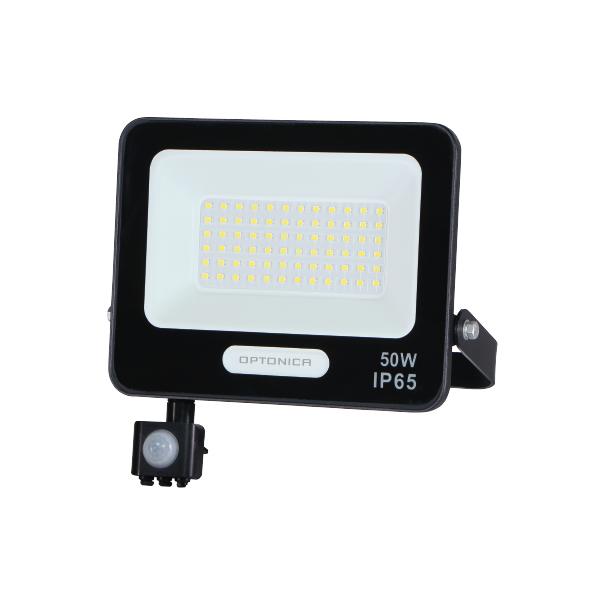 50W LED prožektorius su judesio davikliu, juodas, 4000K