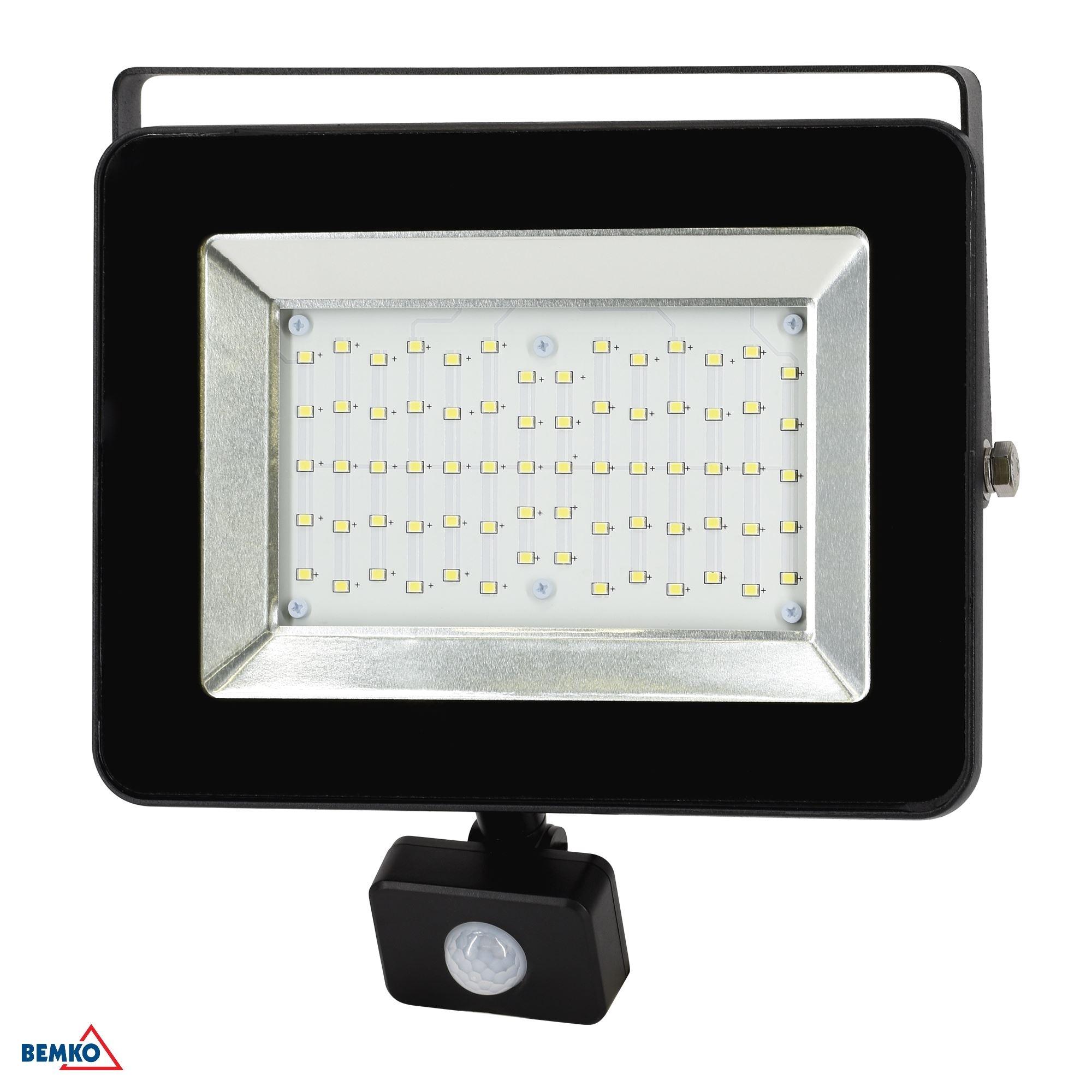 50W LED prožektorius su judesio davikliu LOFOT, juodas, 4000K, IP65