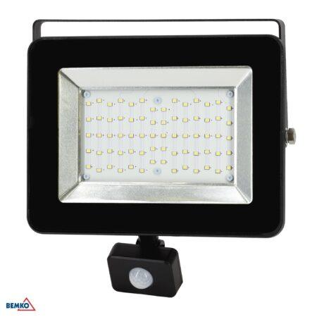 50W LED prožektorius su judesio davikliu LOFOT, juodas, 6000K, IP65