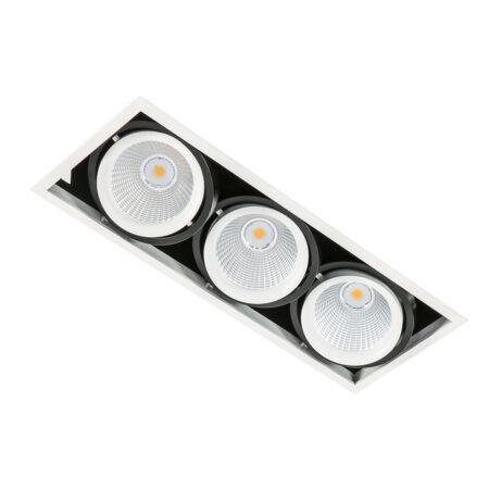 54W LED įleidžiamas šviestuvas VERTICO TRIPLE, baltos/juodos sp., 3000K