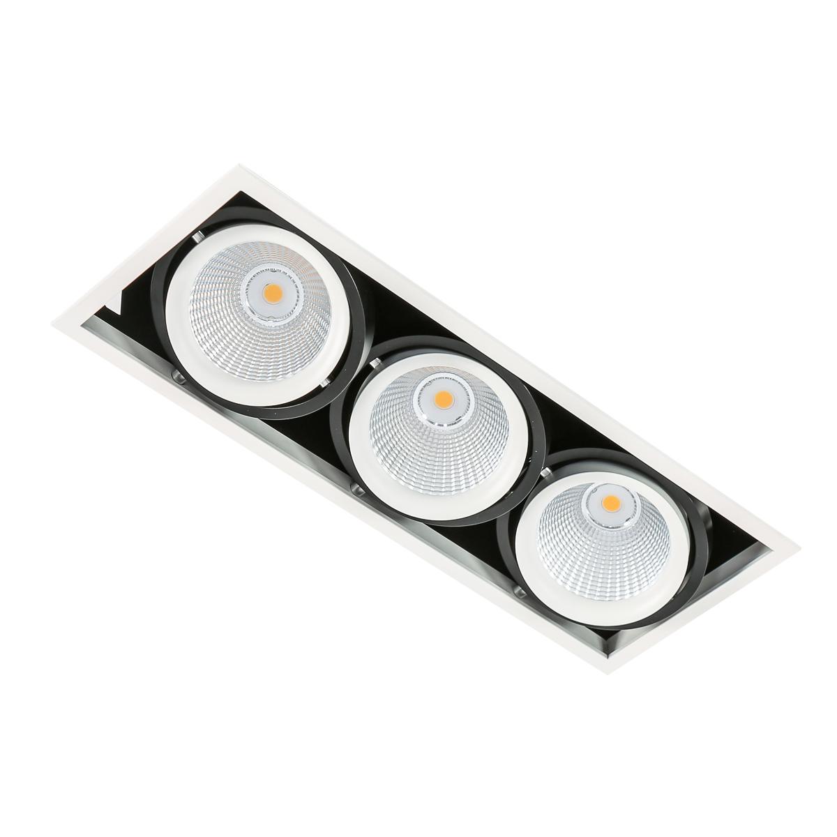 54W LED įleidžiamas šviestuvas VERTICO TRIPLE, baltos/juodos sp., 3000K
