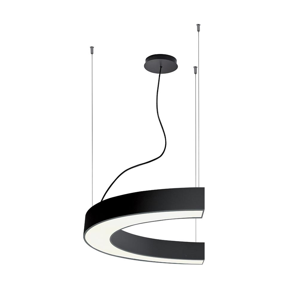 58W LED pakabinamas šviestuvas SEMI, juodas, 4000K, PUSH, 1500mm, 3918-0015-4-B-D4