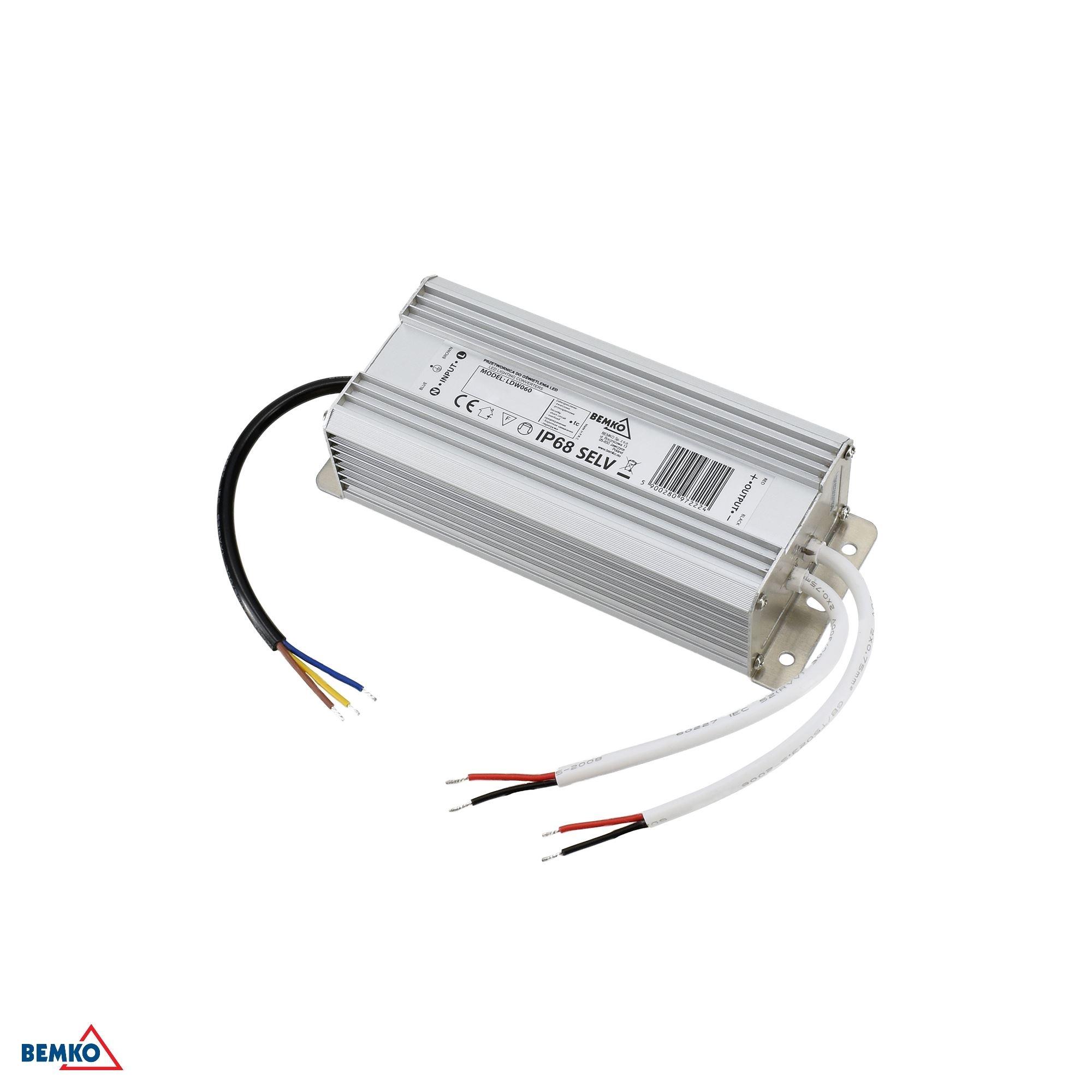 60W LED maitinimo šaltinis, 24V, IP68