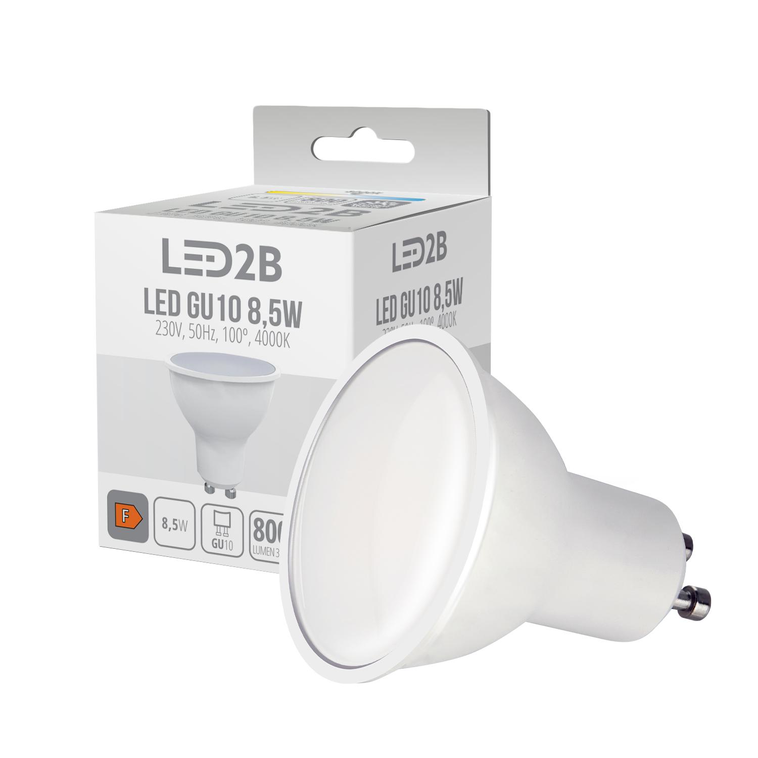 8,5W LED lemputė, GU10, balta, 4000K, 100°