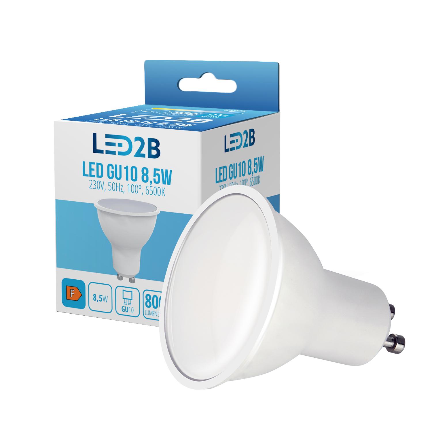 8,5W LED lemputė, GU10, balta, 6500K, 100°