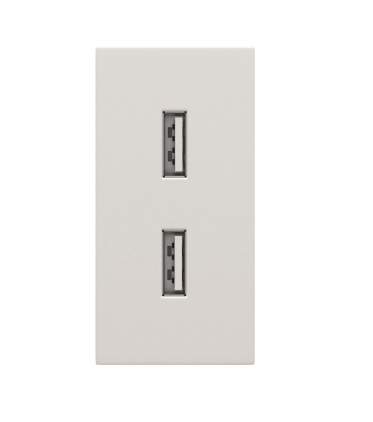Dvigubas USB lizdas, baltos spalvos, su įkrovimu - Image 3